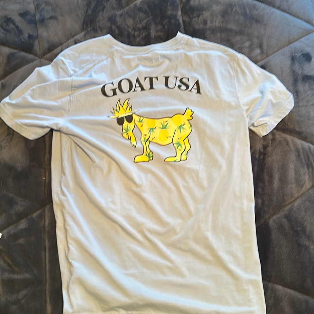 men’s GOAT USA lacrosse brand pineapple tee shirt light blue